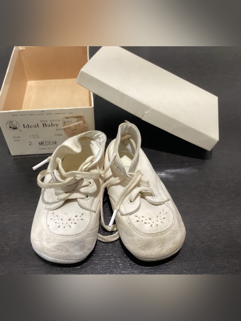 Vintage Mrs. Day’s Ideal Baby Shoes with their Original Box and price tag on it!